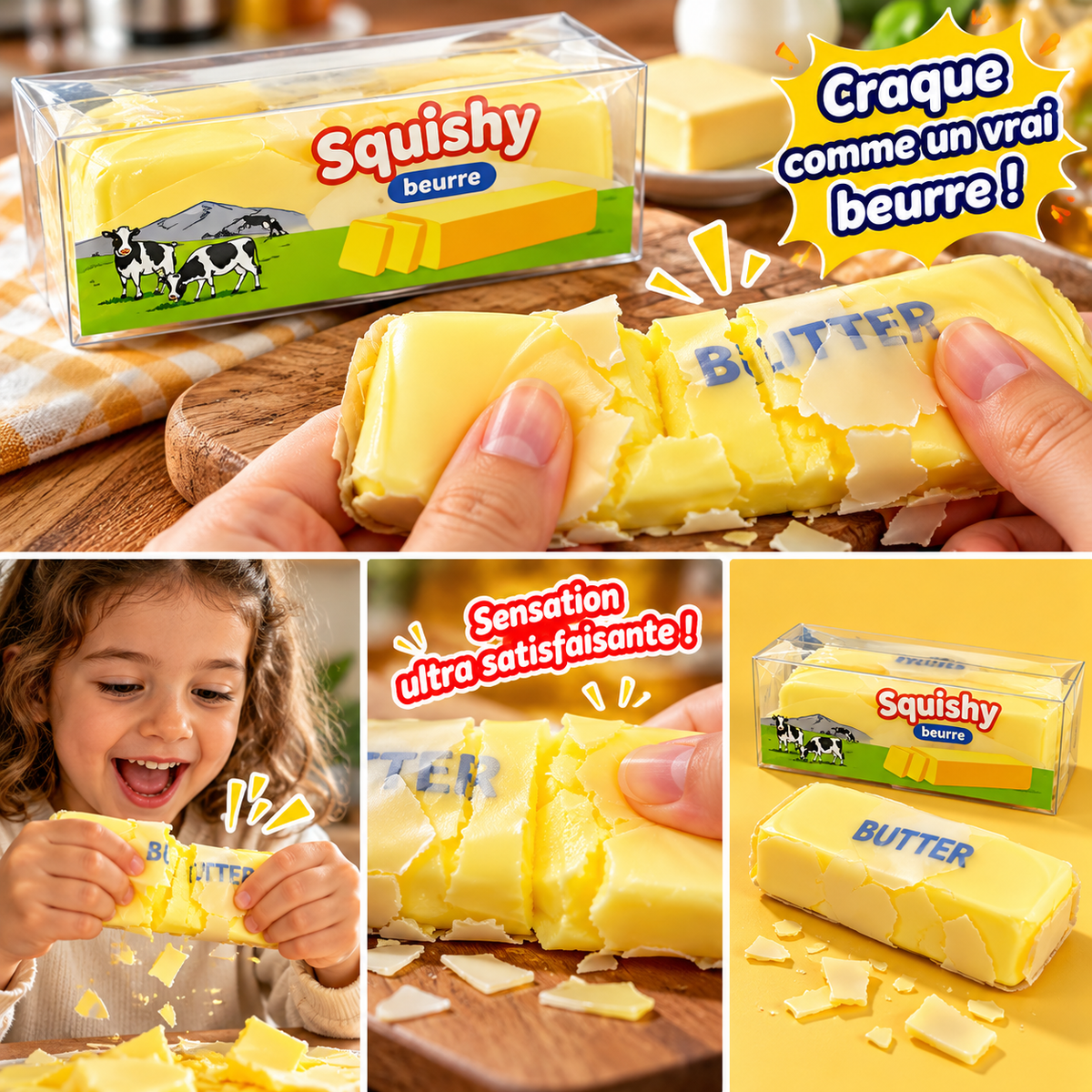 Squishy Beurre Craquant – Jouet anti-stress effet “coque qui casse”