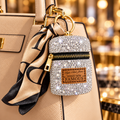 Porte-clé Argent mini pochette à strass avec fermeture zippée et foulard