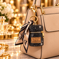 Porte-clé Black mini pochette à strass avec fermeture zippée et foulard