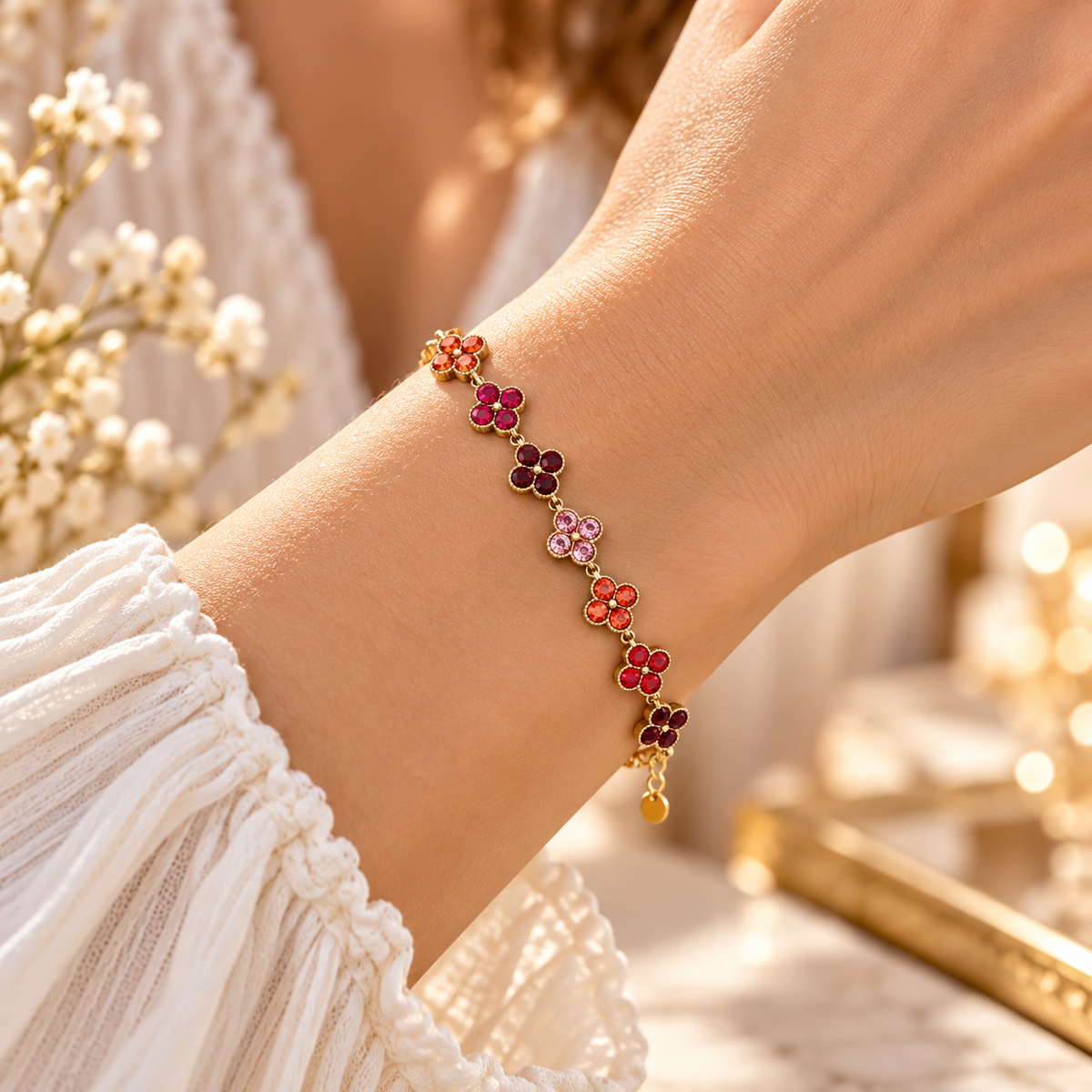 Bracelet Princesse rouge en acier inoxydable
