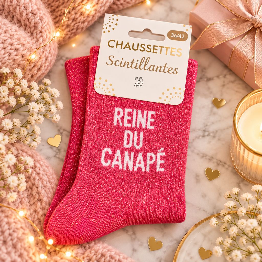 Chaussette " REINE DU CANAPE " Taille 36/42